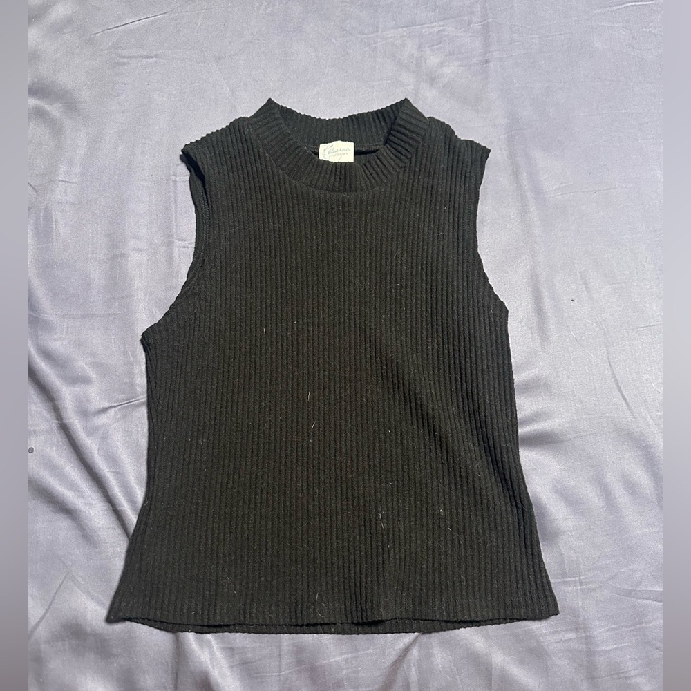 Blue Rain Black Ribbed Tank Top